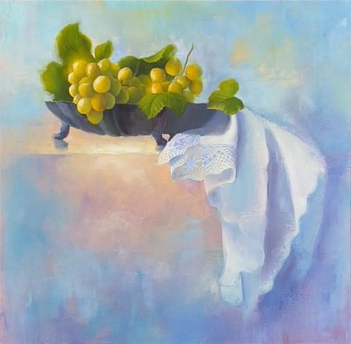 Painting «Light Green Grapes», oil, canvas. Painter Aliokhina Anastasiia. Buy painting