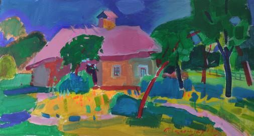 Painting «Village house», acrylic, canvas, cardboard. Painter Makedonskyi Pavlo. Buy painting