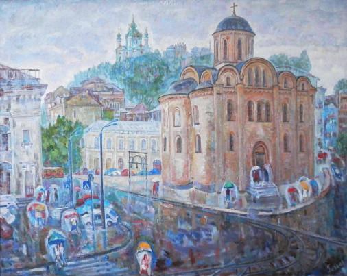 Painting «Podil. Church of Pyrohoshcha», oil, canvas. Painter Kyrylenko-Barannikova Halyna. Buy painting