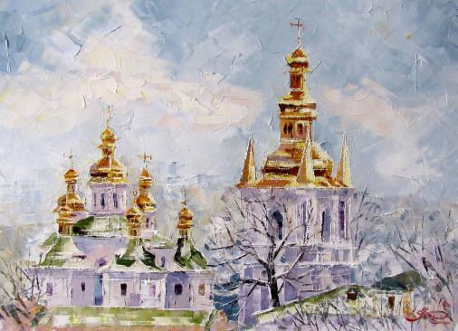 Painting «Winter Lavra. Kyiv», oil, canvas. Painter Kolos Anna. Buy painting
