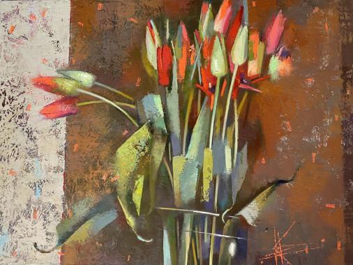 Painting «Elegant tulips», oil, canvas. Painter Korniienko Oksana. Buy painting