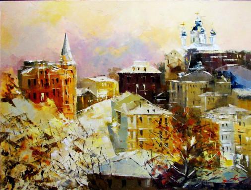 Painting «Winter. Kyiv. Andreevsky», oil, canvas. Painter Kolos Anna. Buy painting