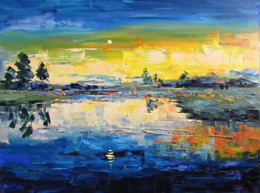 Painting «The sun is setting», oil, canvas. Painter Kolos Anna. Buy painting