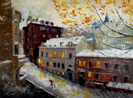 Картина «Зимнее настроение. Киев», масло, холст. Художница Колос Анна. Купить картину
