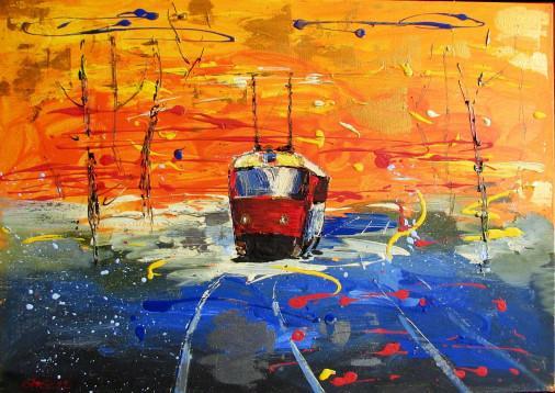 Painting «Streetcar», acrylic, canvas. Painter Kolos Anna. Buy painting