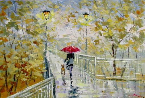 Painting «It's getting dark. A park», oil, canvas. Painter Kolos Anna. Buy painting