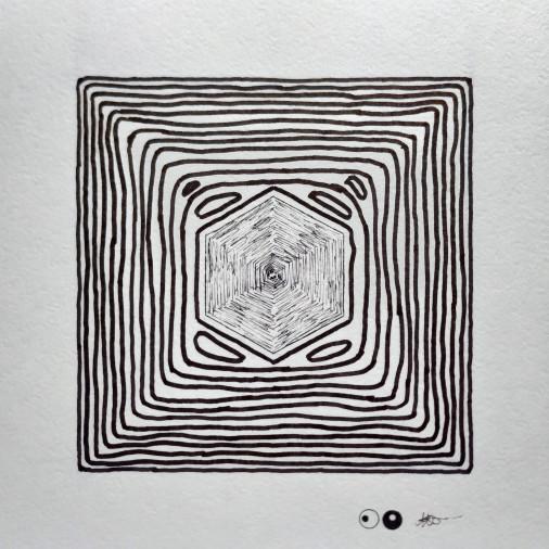 Painting «Geometric minimalism - Hexagon», marker and felt-tip pen, ballpoint pen, paper. Painter Kurochka Mykhailo. Buy painting