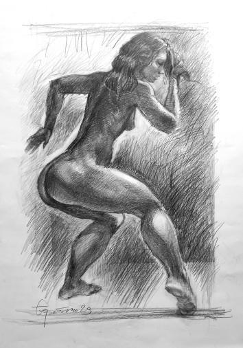 Painting «Pose 3», pencil, paper. Painter Terebylo Mykhailo. Buy painting