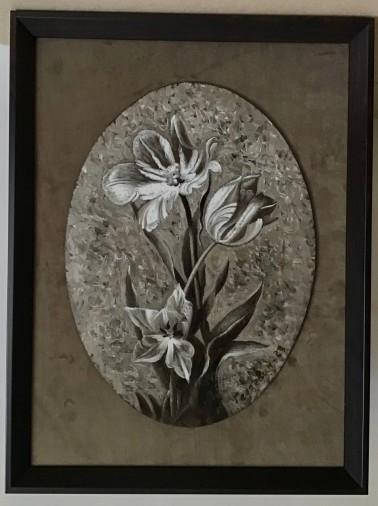 Painting «Tulips», oil, levkas, hardboard. Painter Hiedzievich Stanislav. Buy painting
