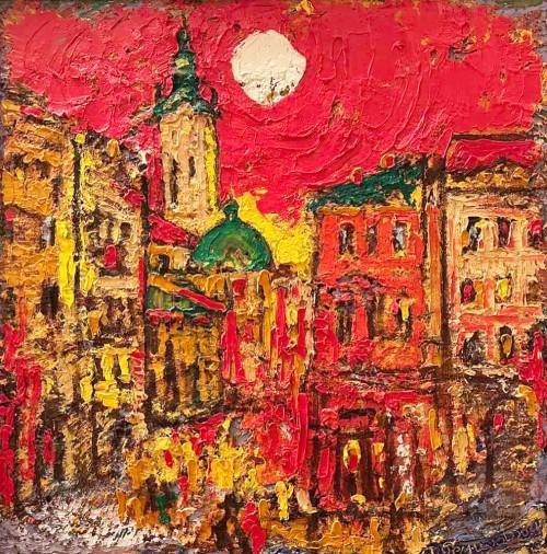 Painting «Evening Lviv», oil, canvas. Painter Demtsiu Mykhailo. Buy painting