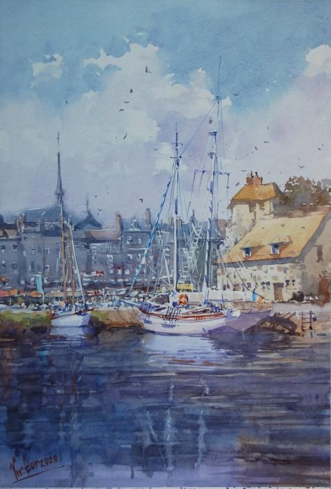 Painting “Wharf. Lowered sails“