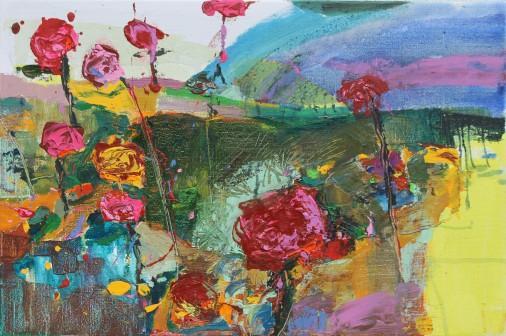 Painting «Flowers in the rain», oil, acrylic, mixed media, canvas. Painter Dekaliuk Serhii. Buy painting