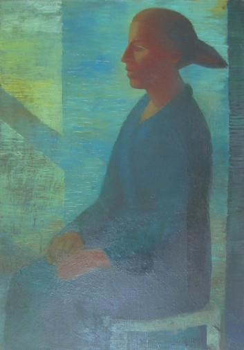 Painting «Stages of painting. The woman is in green», oil, canvas. Painter Zheltonogov Oleksii. Buy painting