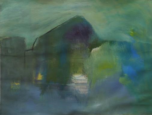 Painting «Summer evening in green tones», acrylic, paper. Painter Kopeleva Olga. Buy painting