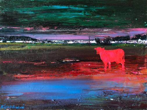 Painting «Lost cow», oil, cardboard. Painter Korniievskyi Serhii. Buy painting