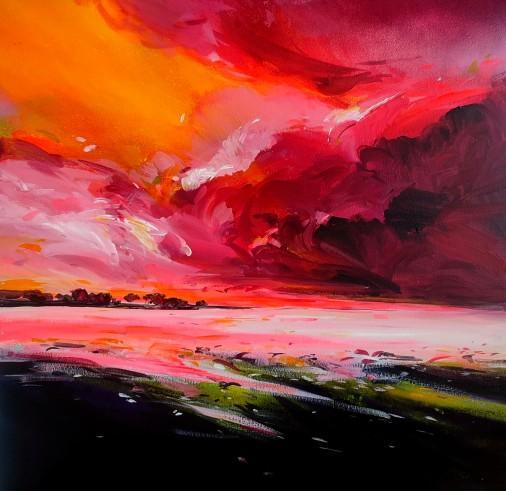 Painting « Crimson quiet waters», acrylic, canvas. Painter Studnytska Liliia. Buy painting