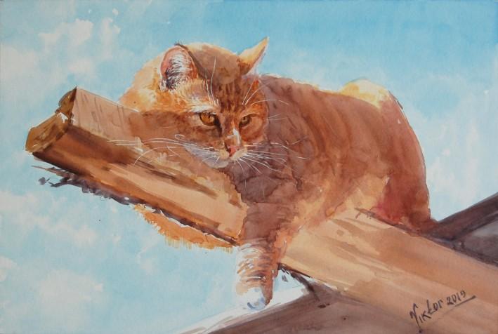 Painting “Red-headed cat“