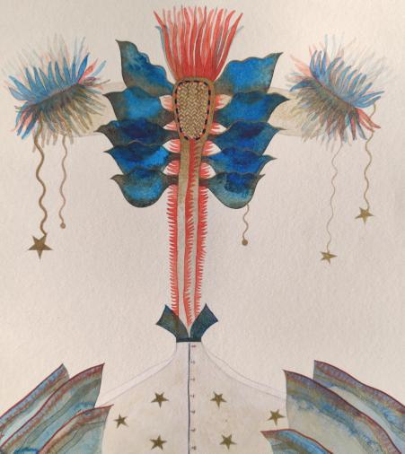 Картина «Звездный цветок», акрил, акварель, бумага. Художница Симоненко Янина. Купить картину