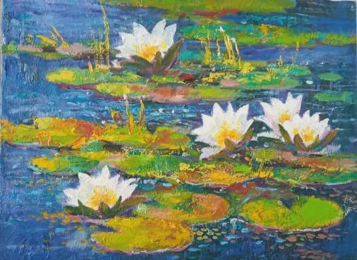 Painting «Water lilies on the water», oil, canvas. Painter Movchan Vitalii. Buy painting