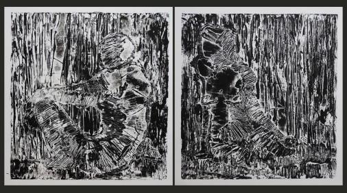 Painting «He and She. diptych», mixed media, etching, paper. Painter Levina Valentyna. Buy painting