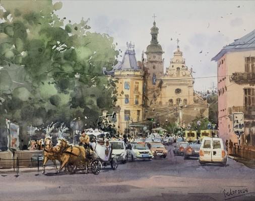 Painting «Fabulous Lviv», watercolor, paper. Painter Mykytenko Viktor. Buy painting