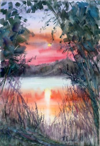 Painting «Evening mood of summer», watercolor, paper. Painter Senchenko Tetiana. Buy painting