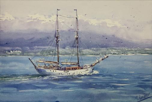 Painting «Sailboat On the way», watercolor, paper. Painter Mykytenko Viktor. Buy painting