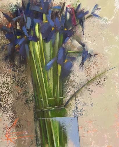 Painting «Simple irises», oil, canvas. Painter Korniienko Oksana. Buy painting