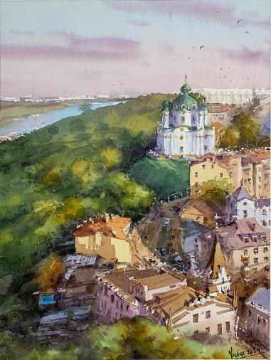 Painting «Green Kyiv», watercolor, paper. Painter Mykytenko Viktor. Buy painting