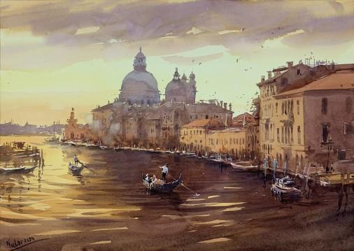 Painting «Sunset in Venice», watercolor, paper. Painter Mykytenko Viktor. Buy painting