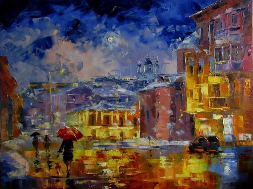 Painting «Winter evening on the edge», oil, canvas. Painter Kolos Anna. Buy painting
