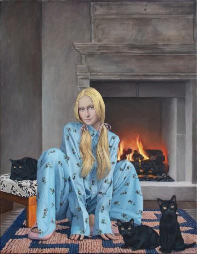 Painting «By the Fireplace», acrylic, mixed media, canvas. Painter Bahatska Nataliia. Buy painting
