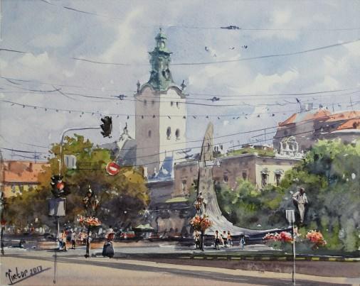 Painting «Lviv, architectural monuments», watercolor, paper. Painter Mykytenko Viktor. Buy painting