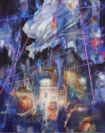 Painting «Night on the town», oil, canvas. Painter Dobrodii Oleksandr. Buy painting