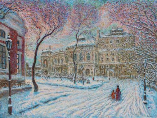 Painting «Memory (Winter Odessa)», oil, canvas. Painter Chudnovsky Roman. Buy painting