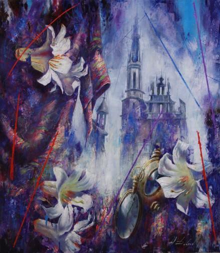 Painting «World of white lilies», oil, canvas. Painter Dobrodii Oleksandr. Buy painting