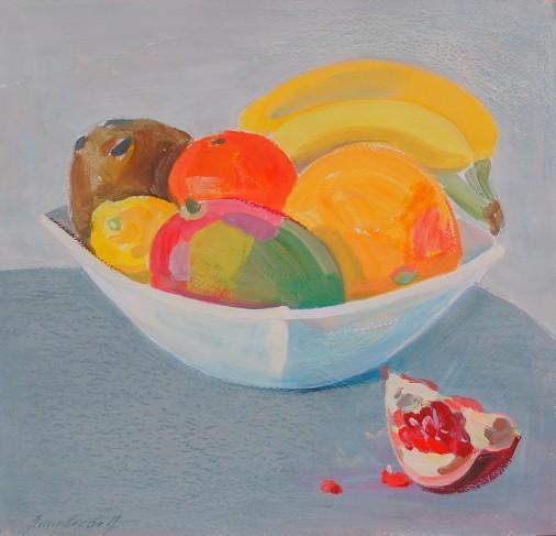 Картина «фрукти», гуаш, пастель, папір. Художниця Зіновеєва Поліна. Купити картину
