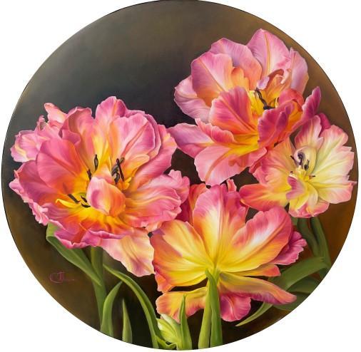 Картина «Весенние тюльпаны», масло, холст. Художница Алехина Анастасия. Купить картину