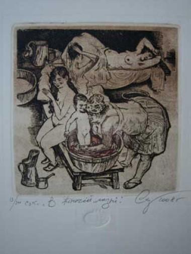Painting «In the women's bath», etching, paper. Painter Starchenko Vyacheslav. Buy painting