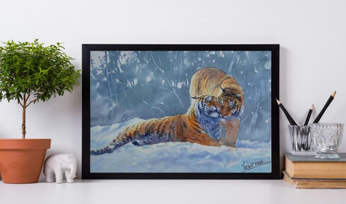 Картина “Тигры на снегу”-3