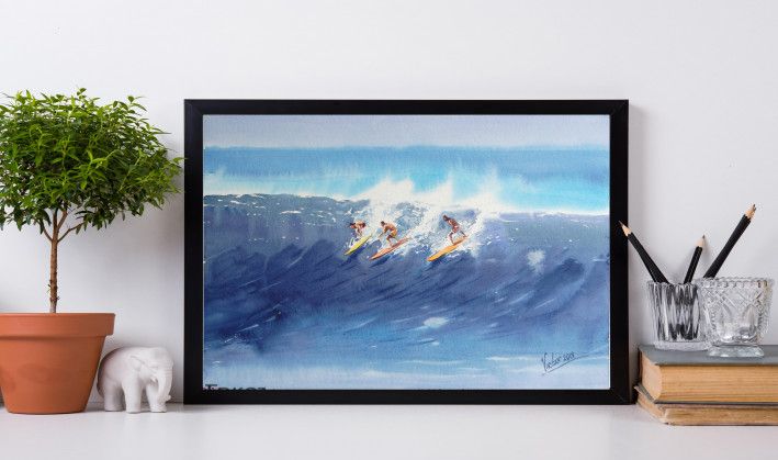 Painting “Surfers on the crest of a wave”-3