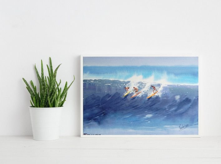 Painting “Surfers on the crest of a wave”-2