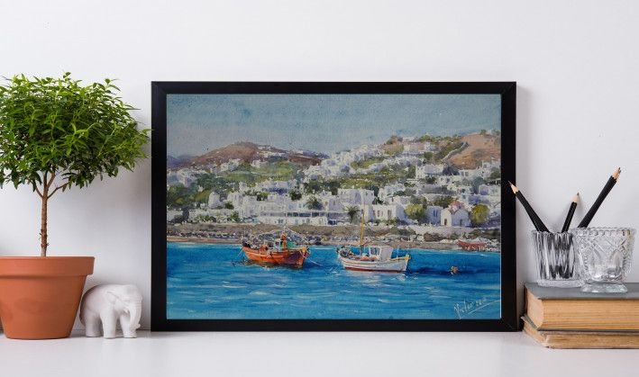 Картина “Миконос, лодки. Греция”-3