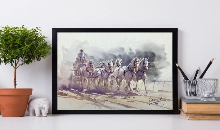 Картина “Шестерка белых лошадей”-3