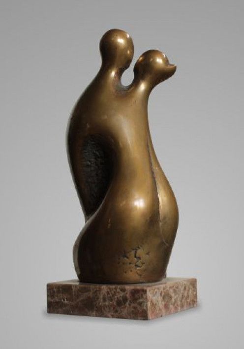 Скульптура «Поцелуй», бронза, мрамор. Скульптор Корж Богдан. Продана
